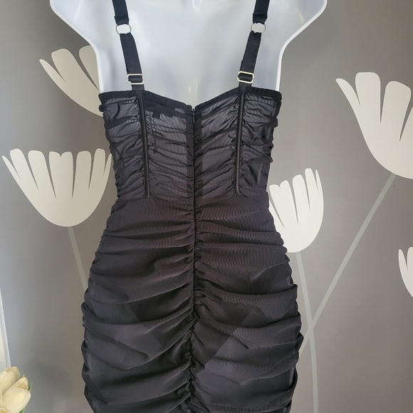 NWOT Leau Mesh Bodycon Corset Mini Dress Black Size Medium - Picture 8 of 10